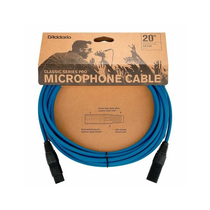 D'addario Classic Pro 6 Metre Mikrofon Kablosu (Mavi)