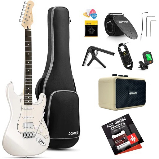 Donner DST-152 Full-Size ST Elektro Gitar Seti (Beyaz)