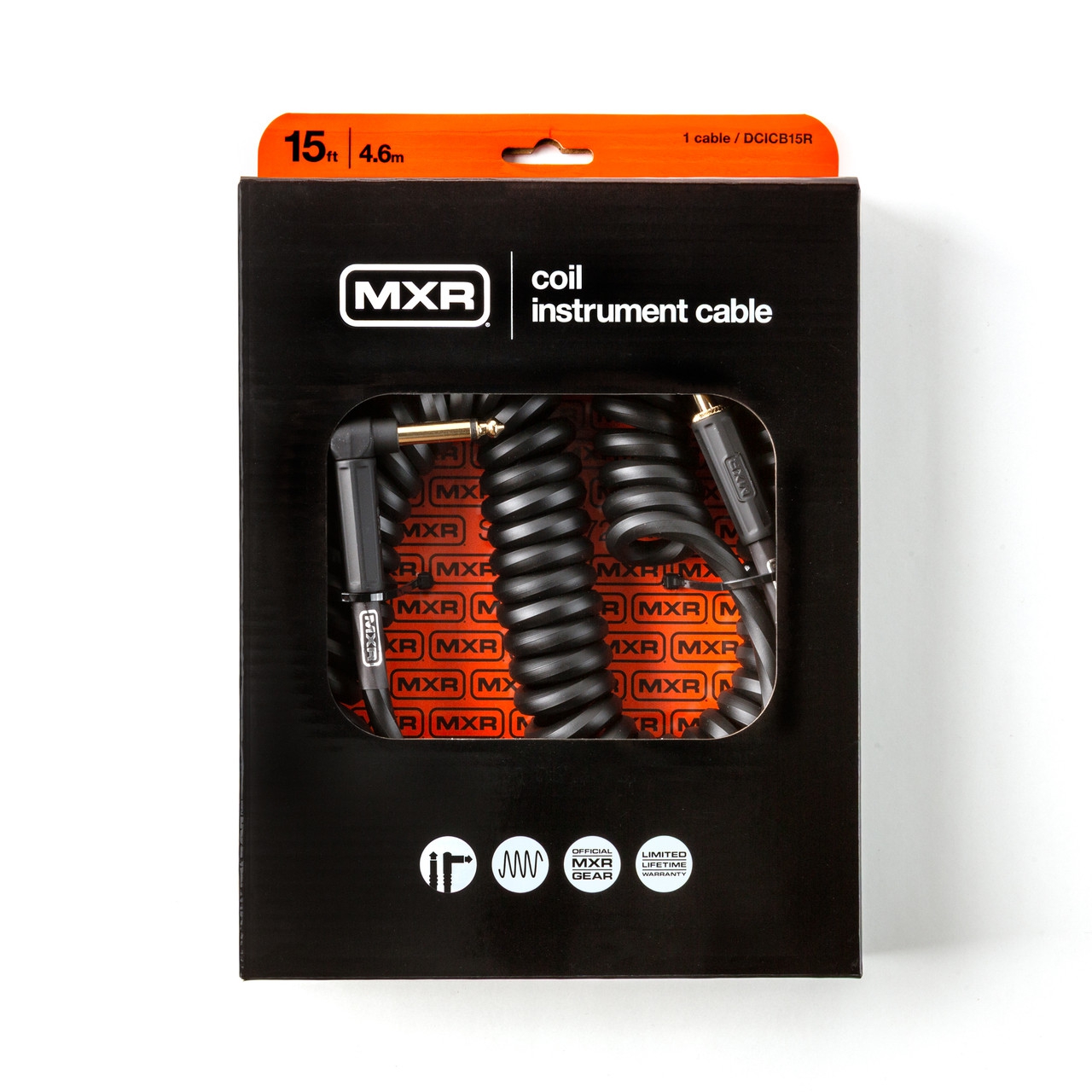 MXR DCICB15R Blk Ra Right/straight Coil Kablo (4.5 m)