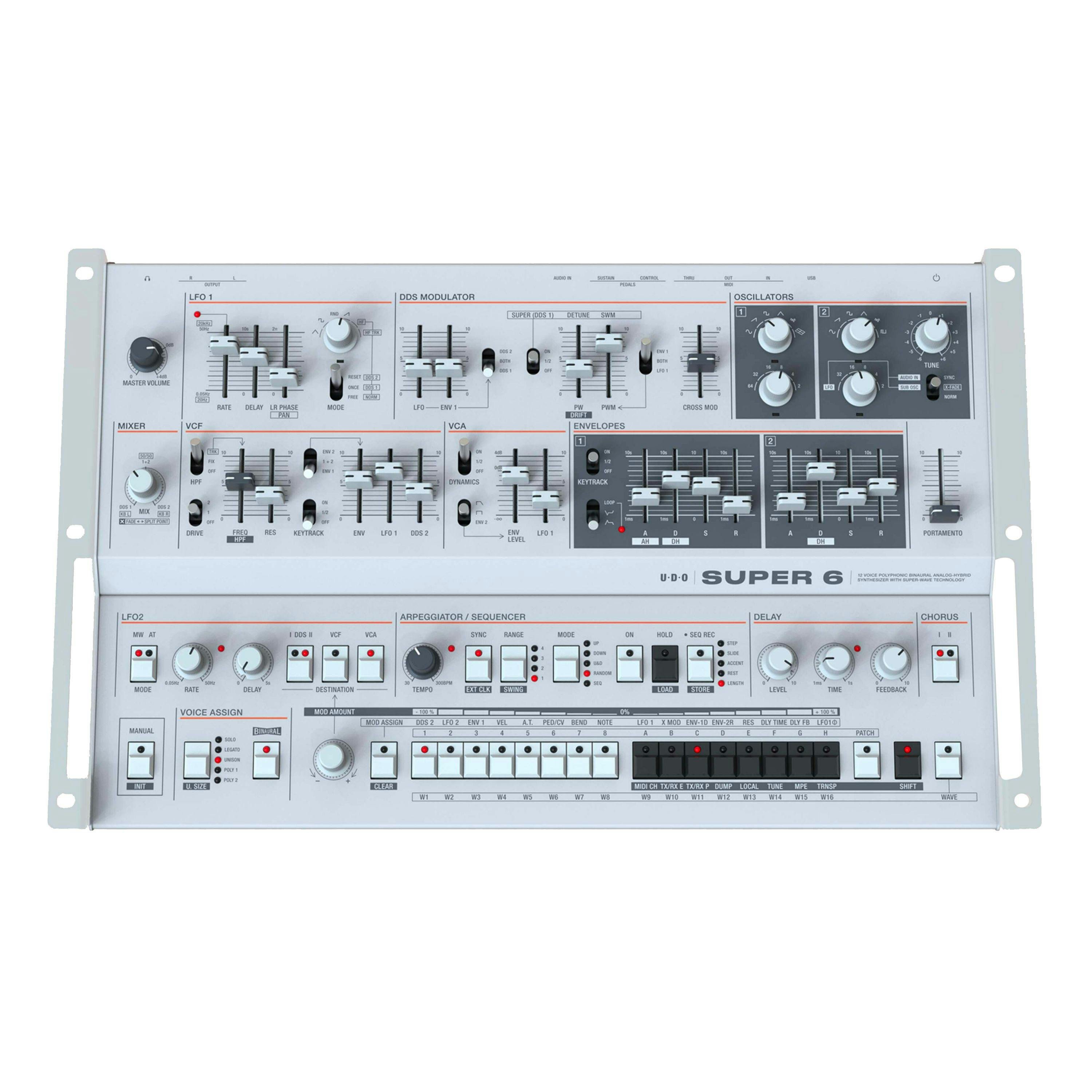 UDO Audio Super 6 Desktop Analog Hibrit Masaüstü Synthesizer (Beyaz)