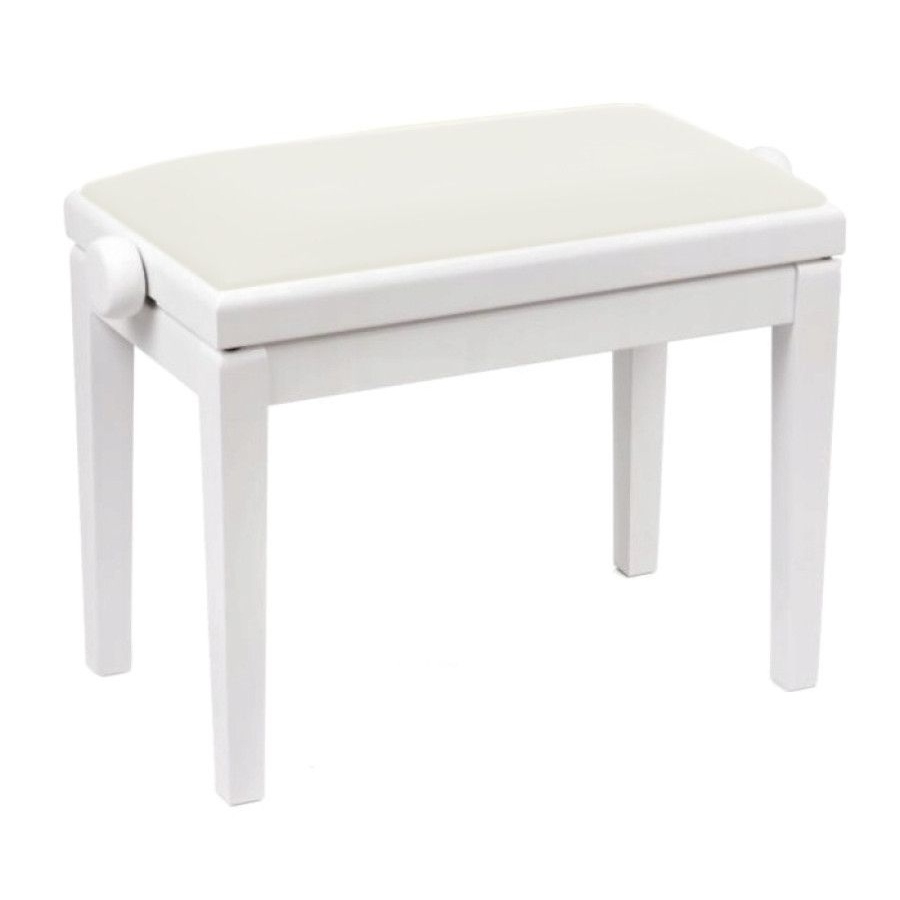 Discacciati White Vinyl Piyano Taburesi (Parlak Beyaz)