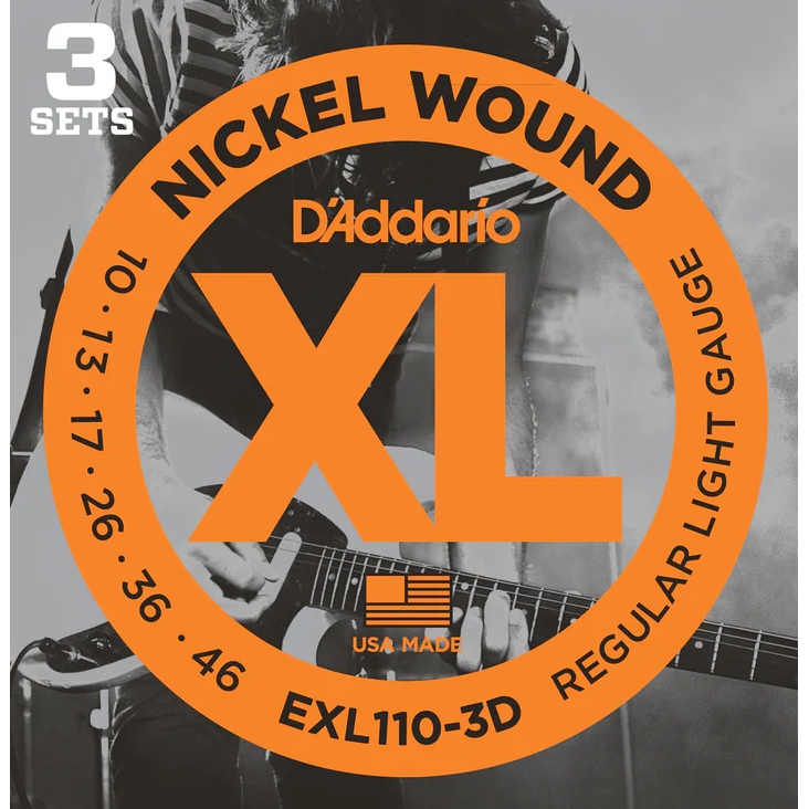 D'Addario EXL110-3D XL Nickel Regular Light 3'lü Paket Elektro Gitar Teli (10-46)