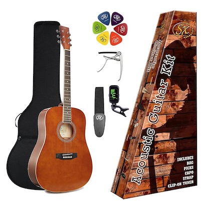 SX SD104KBR Akustik Gitar Seti (Kahverengi)