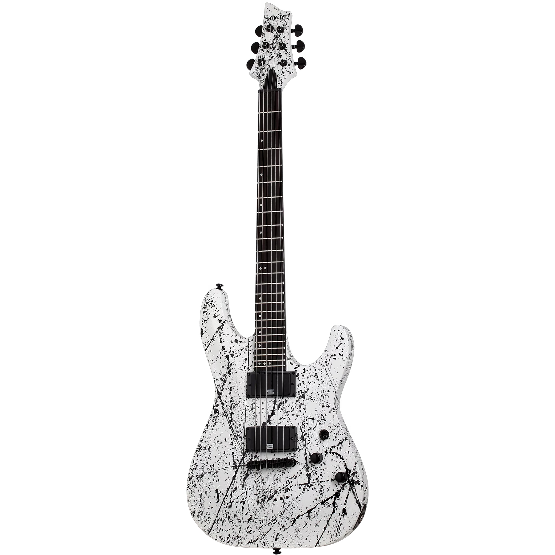 Schecter C-1 Ink Bomb Elektro Gitar (Black Ink Splatter)