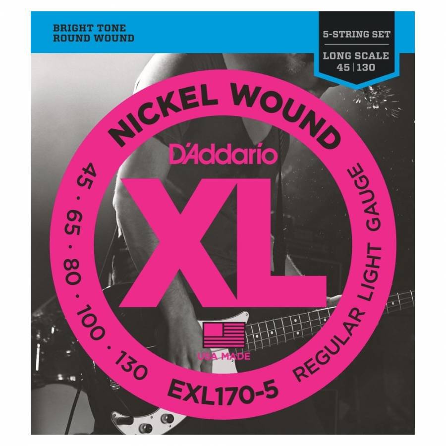 D'Addario EXL170-5 Long Scale 5 Telli Bas Gitar Teli (45-130)