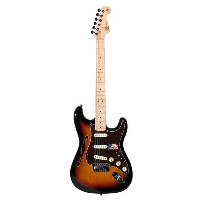 SX SST/ASH/H/3TS Hollow Body Elektro Gitar (3 Tone Sunburst)
