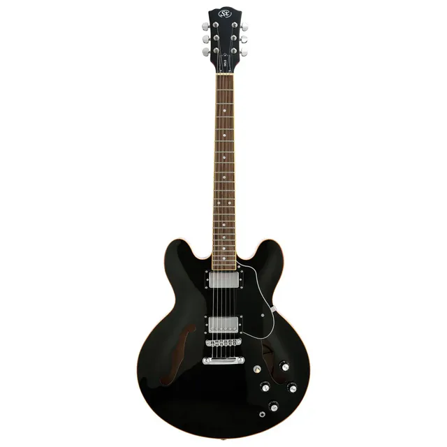 SX SEL6BK Semi Hollow 335 Style Elektro Gitar (Black)
