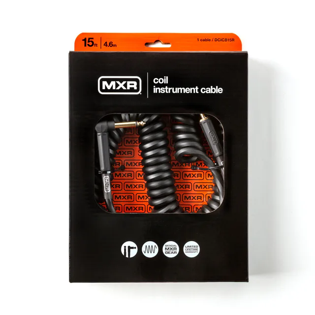MXR DCICB15R Blk Ra Right/straight Coil Kablo (4.5 m)